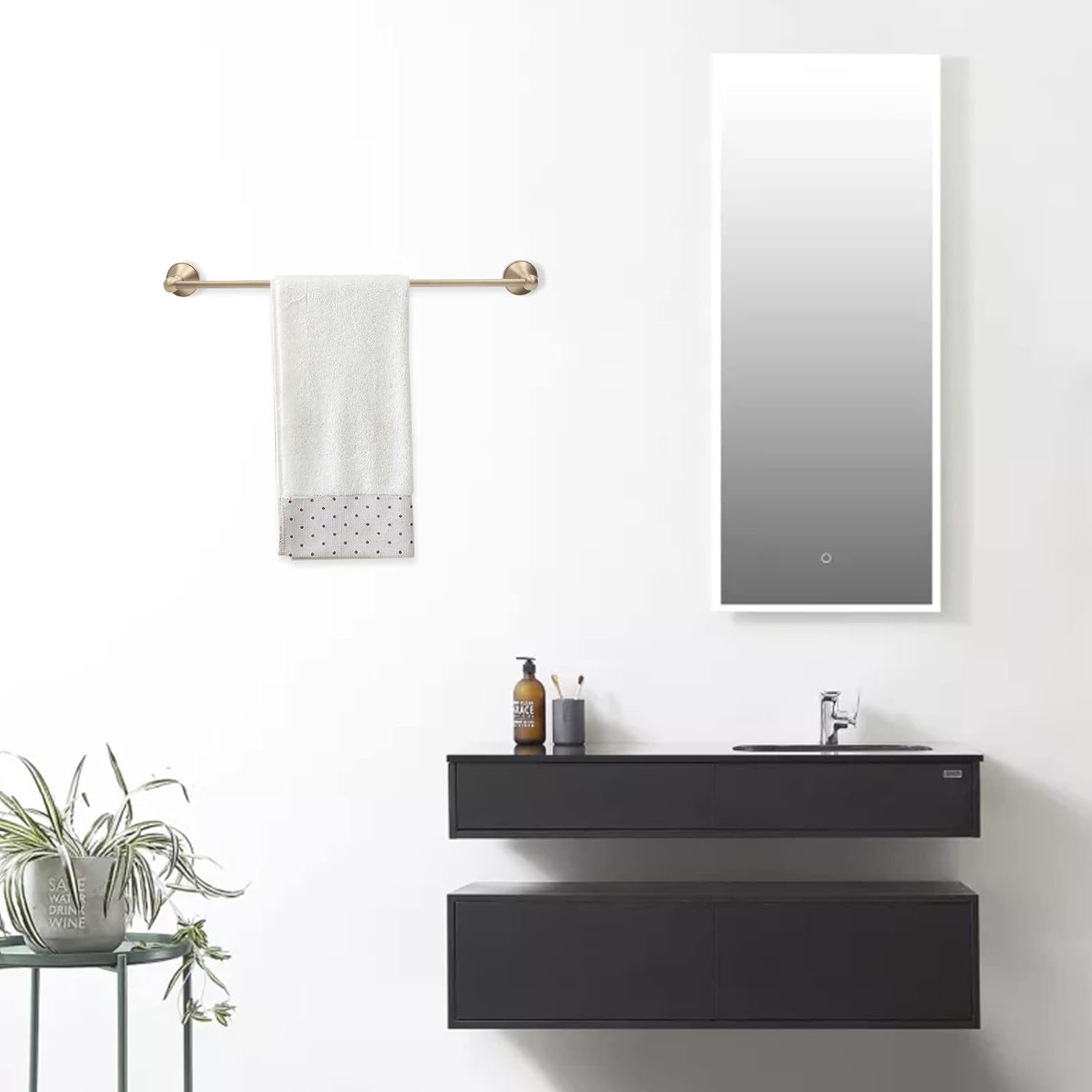 Toallero de latón antiguo, soporte para toallas de montaje en pared, toallero de latón, accesorios de baño, 24 pulgadas