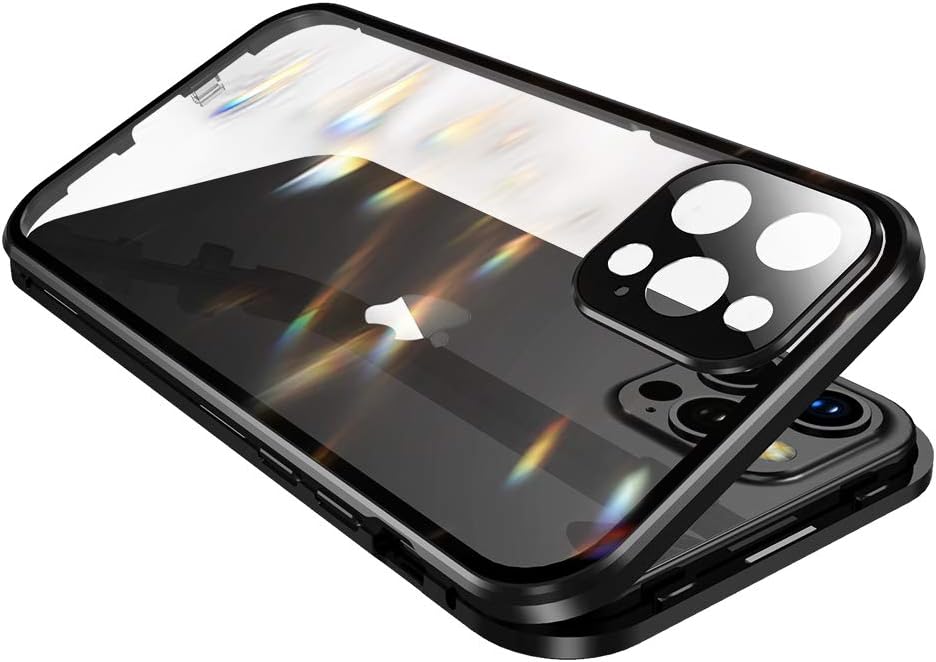 Funda con bloqueo de seguridad y fuerte absorción magnética para iPhone 11 con protector de lente de cámara, parachoques de metal 360, protección de