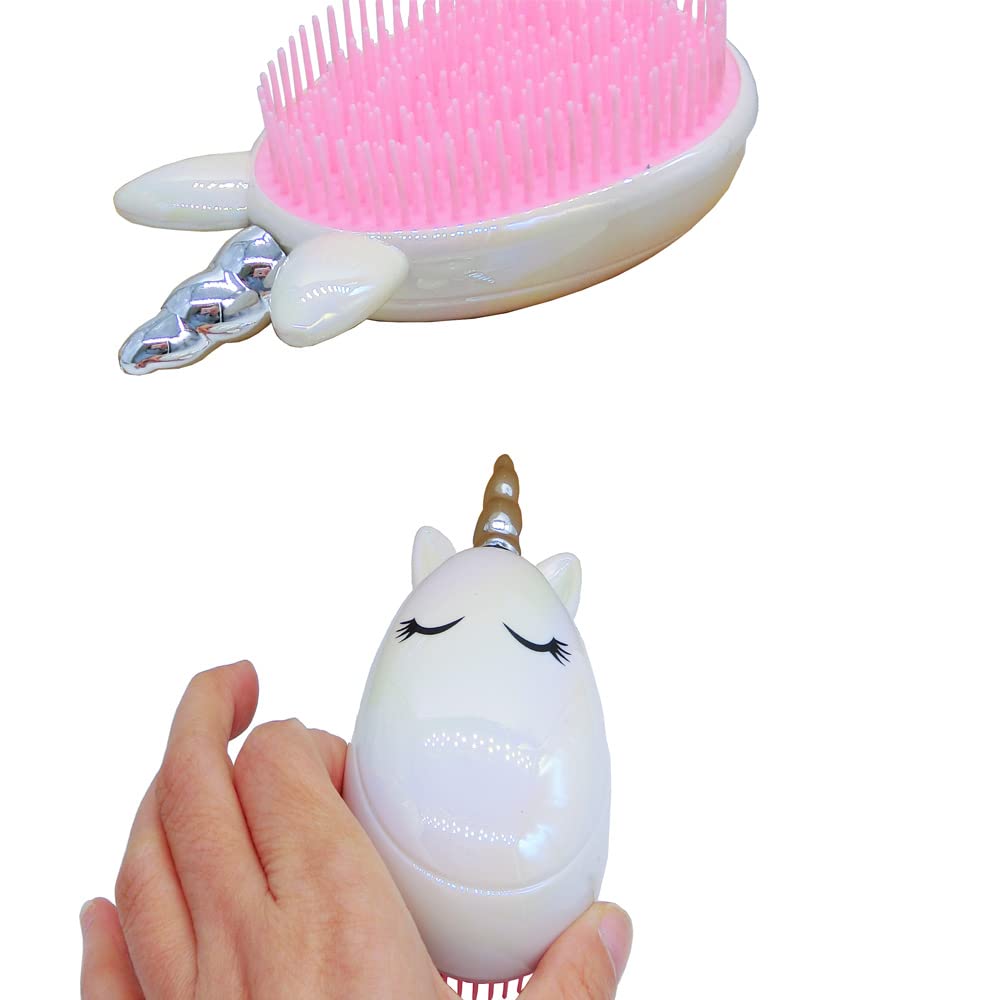 Lindo peine de unicornio, cepillos de pelo para niños pequeños, masaje suave antiestático desenredante para niños, cepillos de cabello rizado y