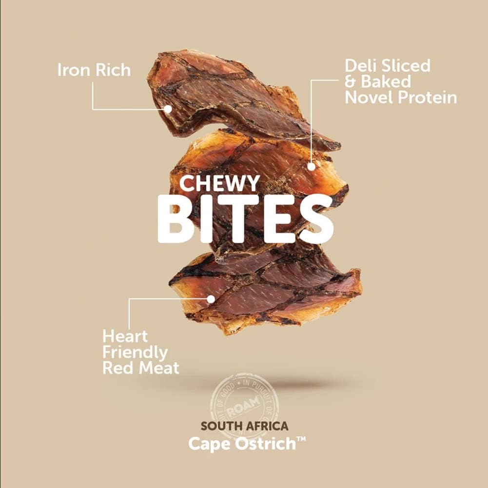 Roam Pet Treats Ostrich Gizzard Ossy Chews – Masticables masticables para perros de larga duración (paquete de 2)
