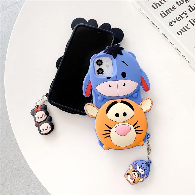 Funda de silicona suave con dije para Apple Disney Disneyland 3D de dibujos animados de anime, linda y encantadora para niños y niñas (para iPhone