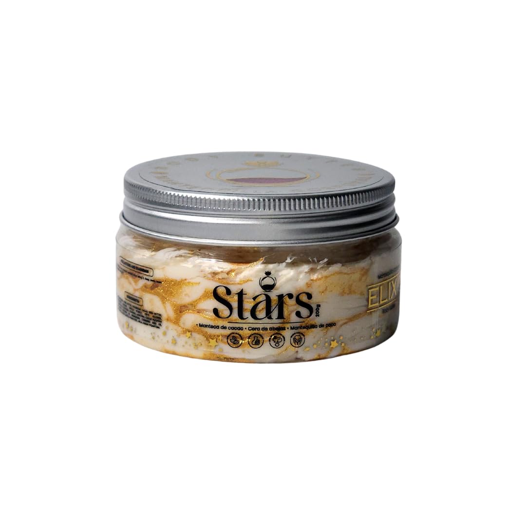 Elixir lab Mantequilla corporal con destellos contiene Manteca de Karite,Coco y cacao,Vitamina E y Cera de abejas,cero grasosa,Brindara nutricion