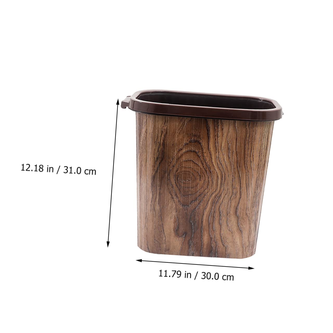 Contenedor de basura de grano de madera de imitación, contenedor de basura de plástico con tapa, almacenamiento de residuos de baño, material de