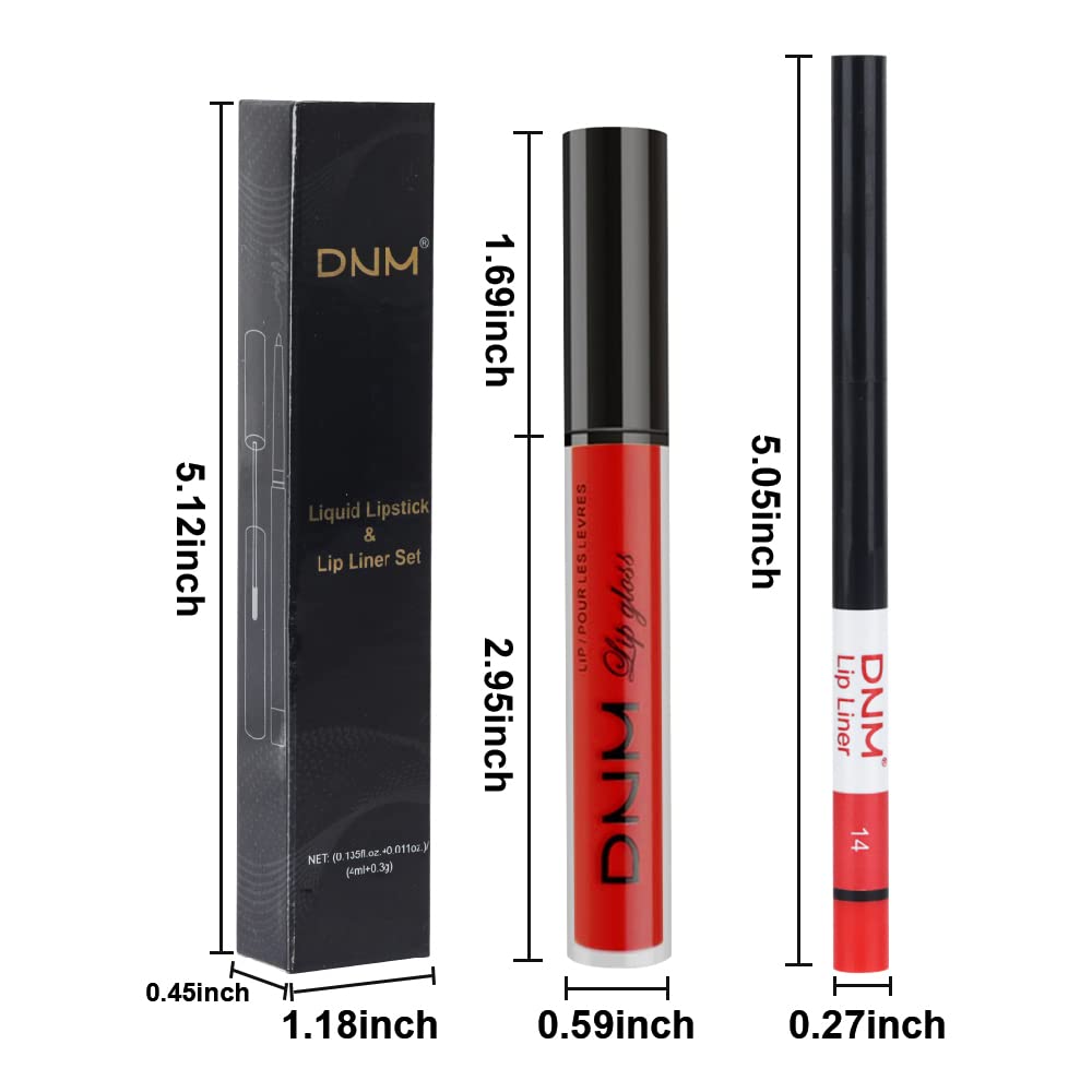 HAOYA Juego de 2 delineadores de labios y lápiz labial rojo rubí mate, lápiz labial líquido mate 24 horas y con kit de delineador de labios,