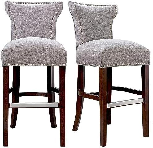 Sole Designs Bella Wingback – Taburetes de bar de altura de mostrador para isla de cocina o pub en casa, moderno taburete tapizado sin brazos con