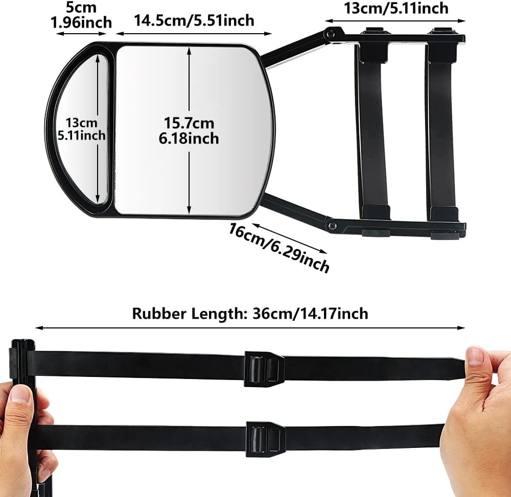 Lifronkit Universal Clip-on Towing Mirrors Extension Towing Mirror 360 Degree Rotation Adjustable Dual View Tow Mirror for Vehicle Car Truck