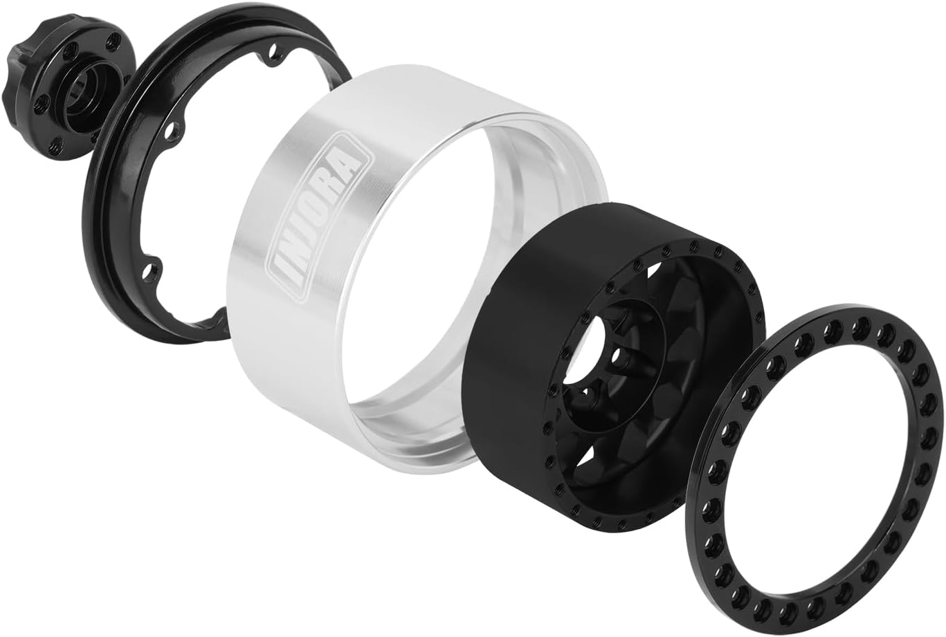 INJORA 1.9 “Beadlock llanta de rueda compensación negativa 0.409 in CNC Rueda de aluminio para TRX4 SCX10 Gen8 VS4-10 110 RC Crawler Car (negro)