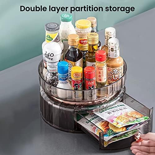 GORET Organizador de maquillaje con rotación de 360, soporte de maquillaje giratorio con cajón de gran capacidad para tocador, baño, perfume, lápiz