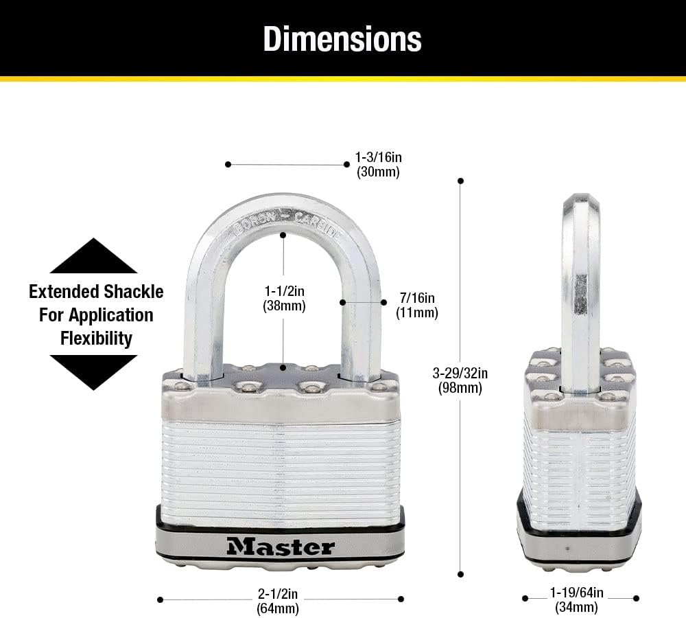 Master Lock M15XDLF Magnum – Candado resistente con llave, 1 paquete, laminado