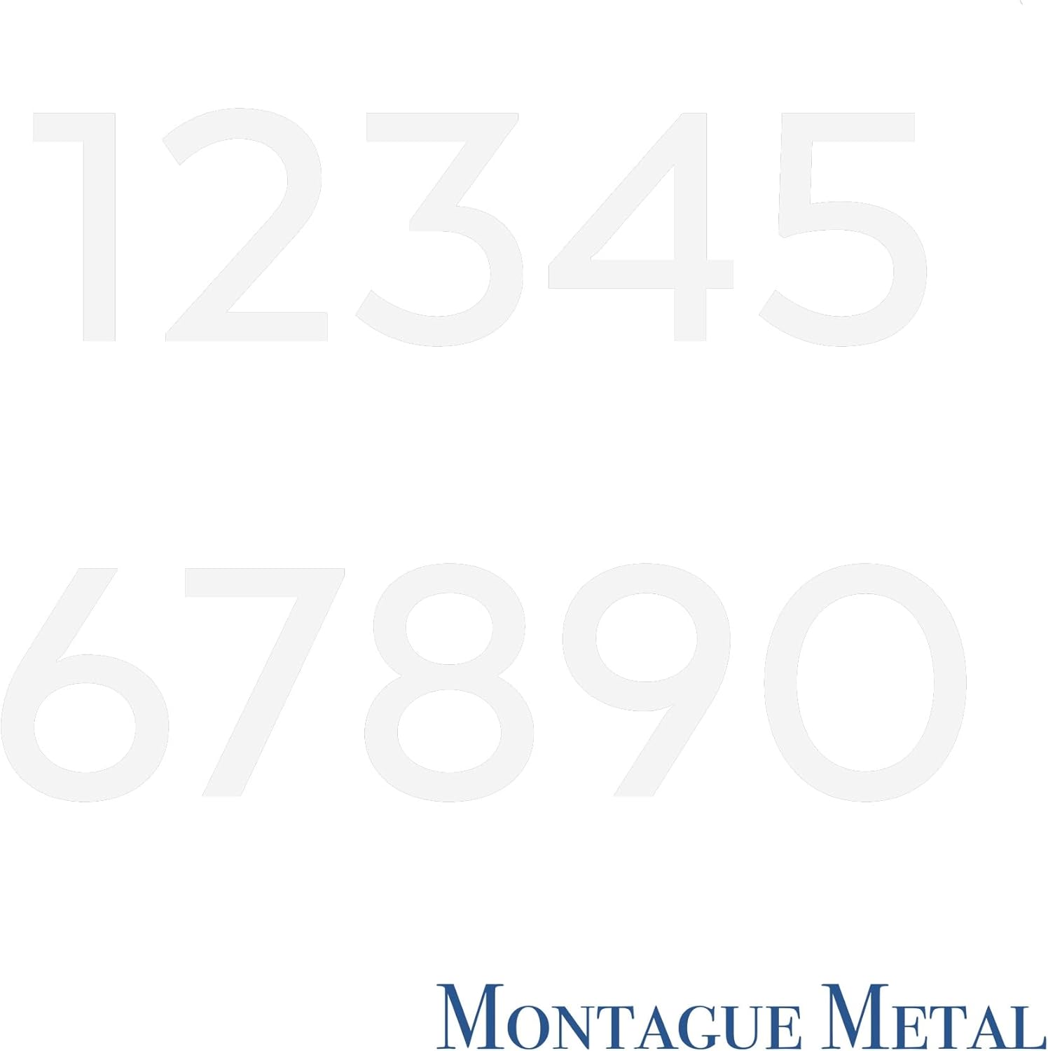 Montague Metal Products MHN-04-F-WE1-3 Números de casa de dirección flotantes modernos de aluminio cepillado sólido, 4 pulgadas, blanco con