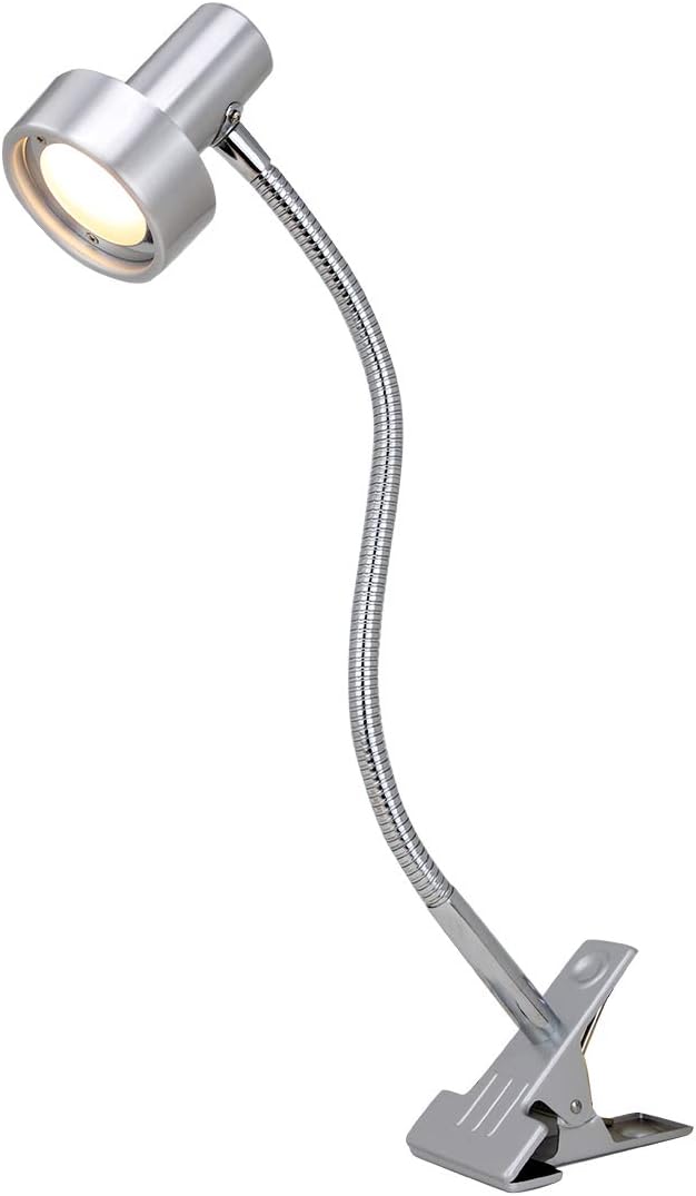 O’Bright Luz LED con clip para cabecera de camaescritorio, lámpara de escritorio LED regulable con abrazadera de metal, LED de 5 W, cuello de cisne
