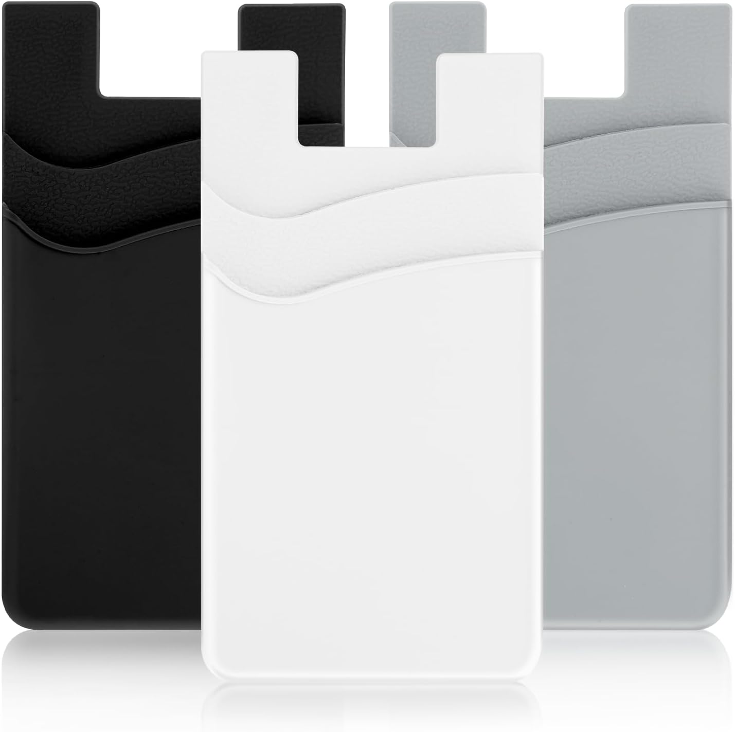 3 carteras de teléfono para la parte posterior de la funda del teléfono, soporte adhesivo de silicona para tarjetas de crédito, compatible con
