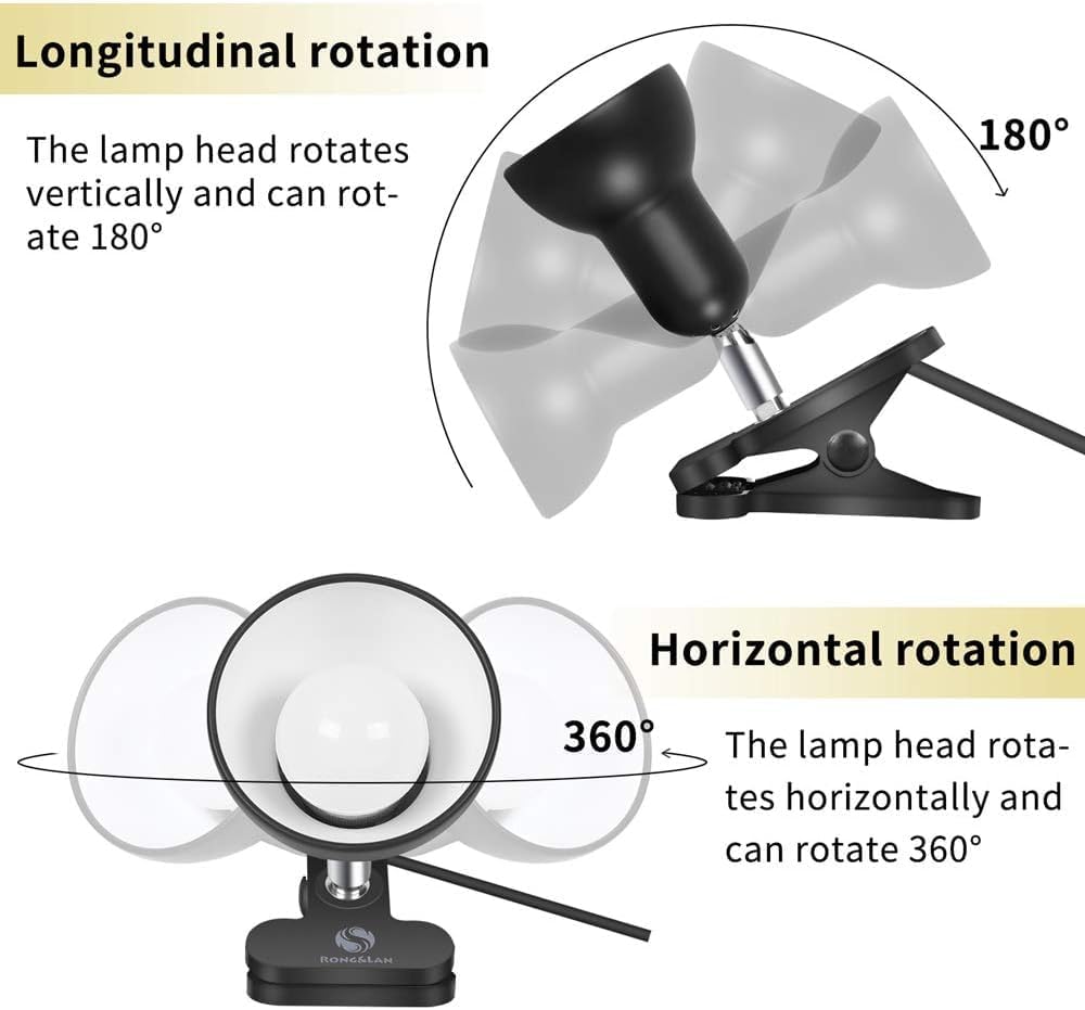 Sun-Rising Lámpara de lectura portátil con clip de rotación de 360, con abrazadera en el escritoriomesaliteraarmarioiluminación de luz para el