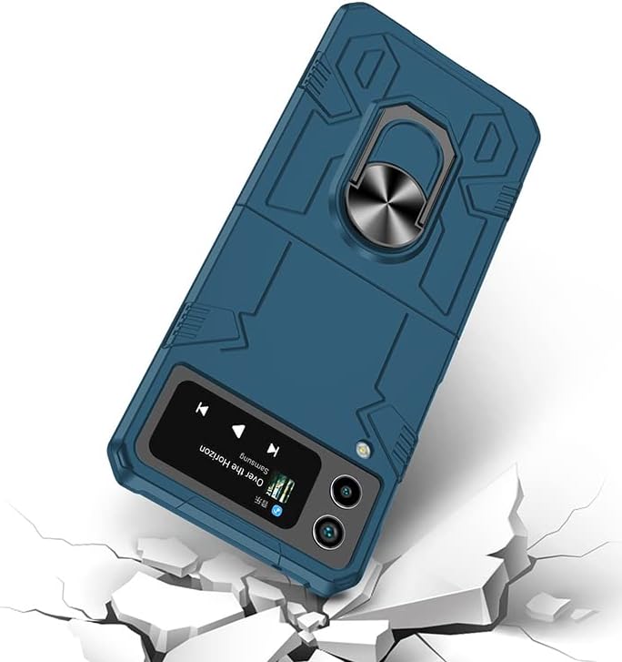 Asuwish Funda de teléfono para Samsung Galaxy Z Flip 4 5G 2022 Funda y soporte para anillo delgado híbrido protector móvil Kickstand niños niñas