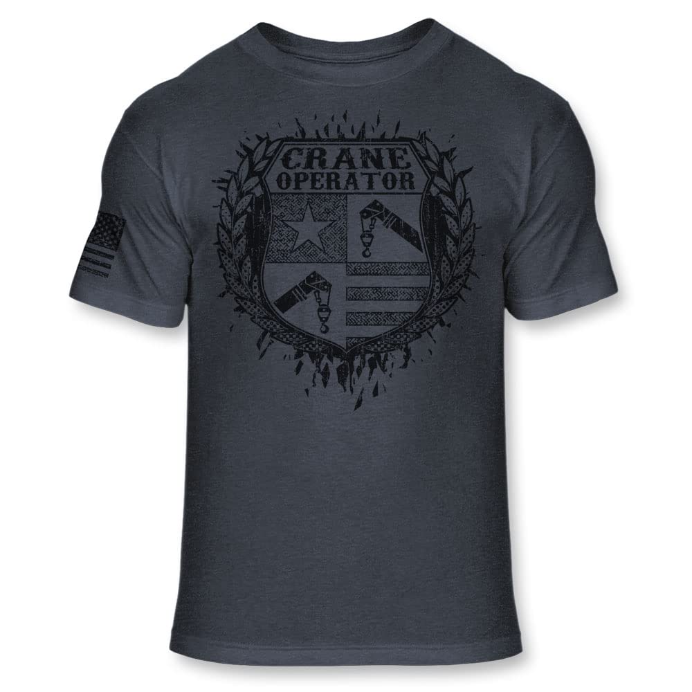 Crane Operator Crest T-Shirt – Crane Operator Coat of Arms Shield Shirt – USA Crane Badge Emblem Logo Tee – Athletic blend T-Shirt – A227