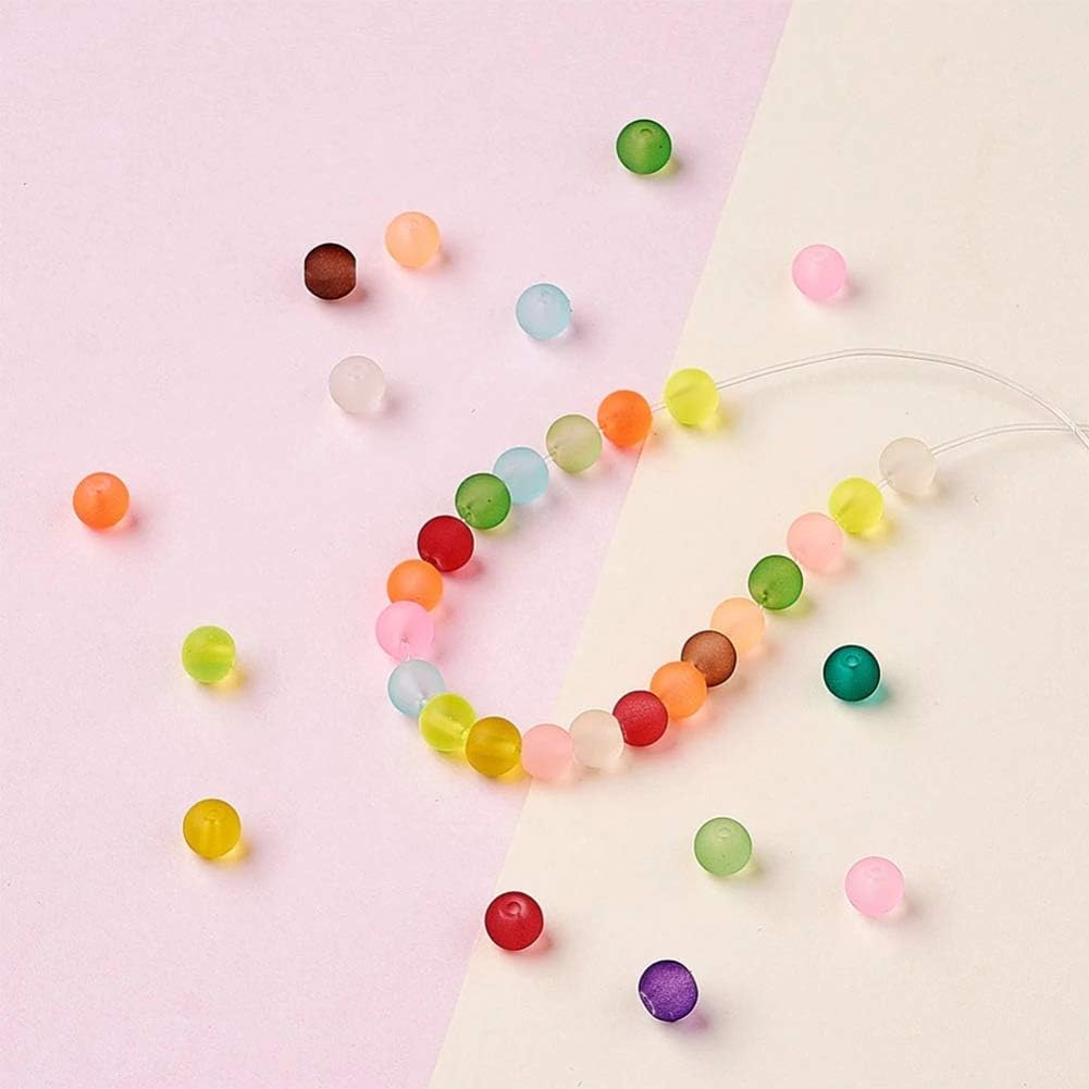 500 cuentas espaciadoras redondas de vidrio esmerilado de 0.236 pulgadas (0.236 in), mini cuentas sueltas para collares, pulseras, joyería,