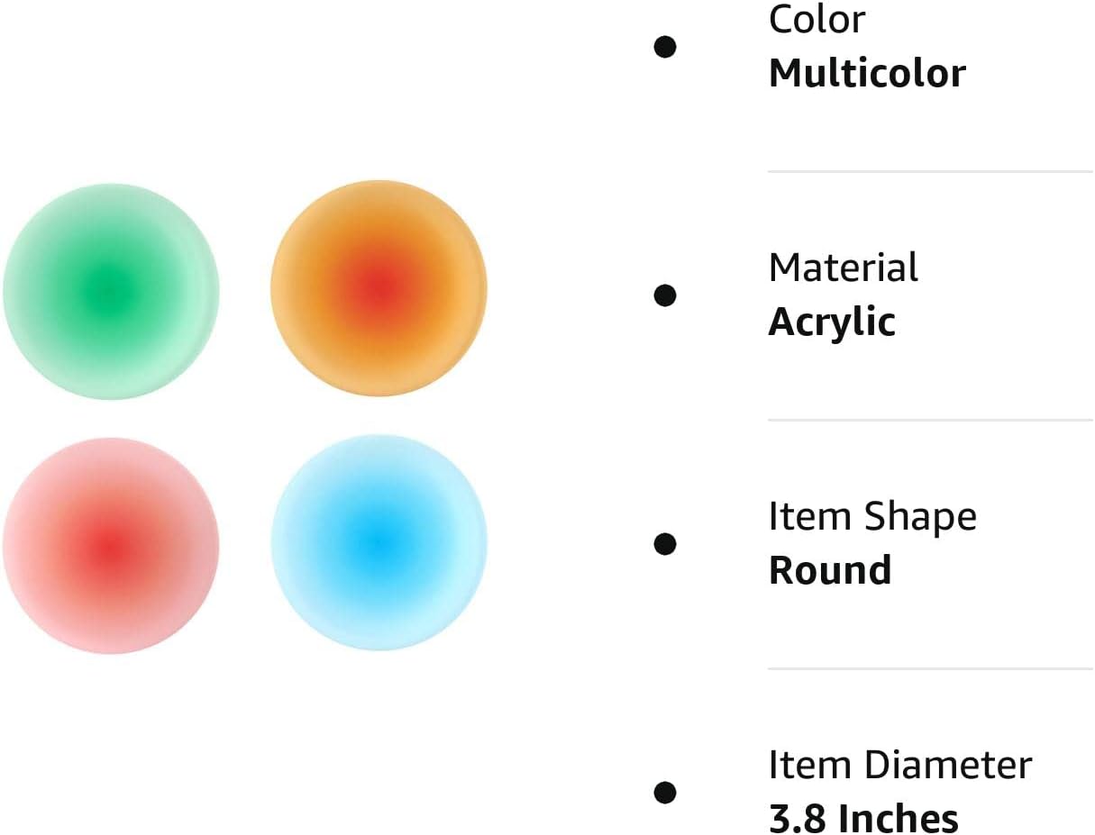 etspolt Juego de 4 posavasos acrílicos coloridos de 3.8 pulgadas, posavasos redondos antideslizantes para mesa de café