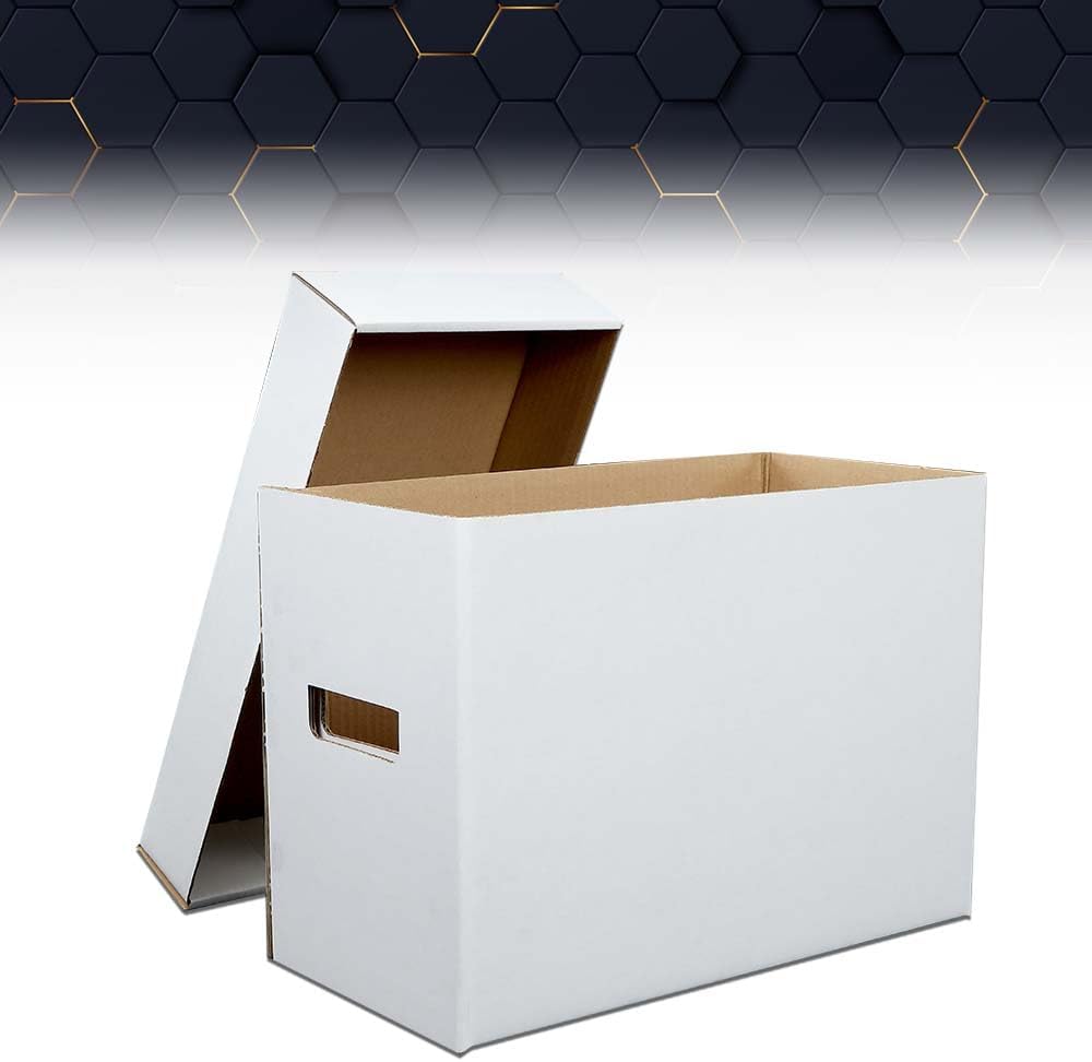 PIT66 10 cajas de almacenamiento de cómics con tapas cortas capacidad para 150-175 libros de cómics apilables y duraderos, color blanco