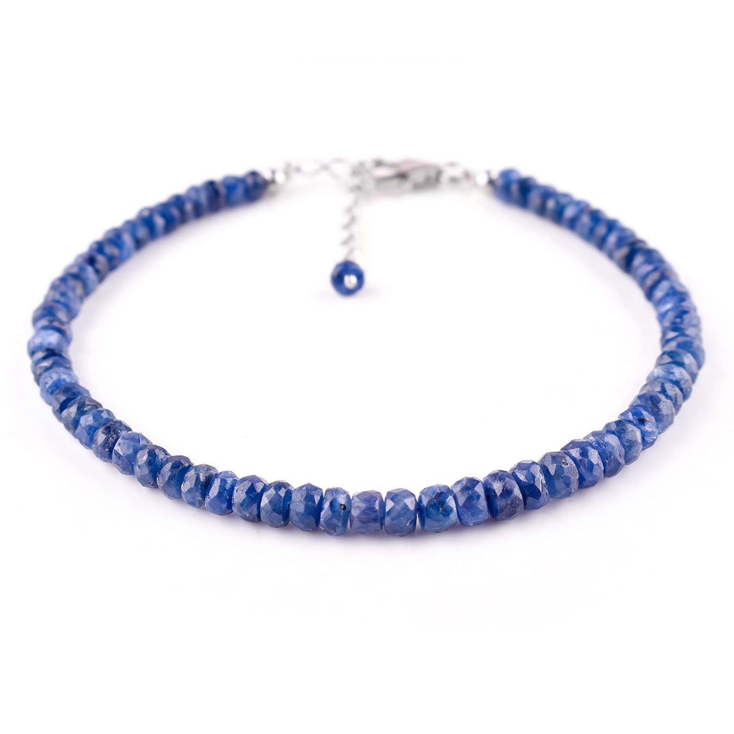 InfinityGemsArt Blue Sapphire Bracelet Handmade Authentic Beads Bracelet  Natural Gemstones Jewelry, September Birthstone, Energy Healing Crystals,