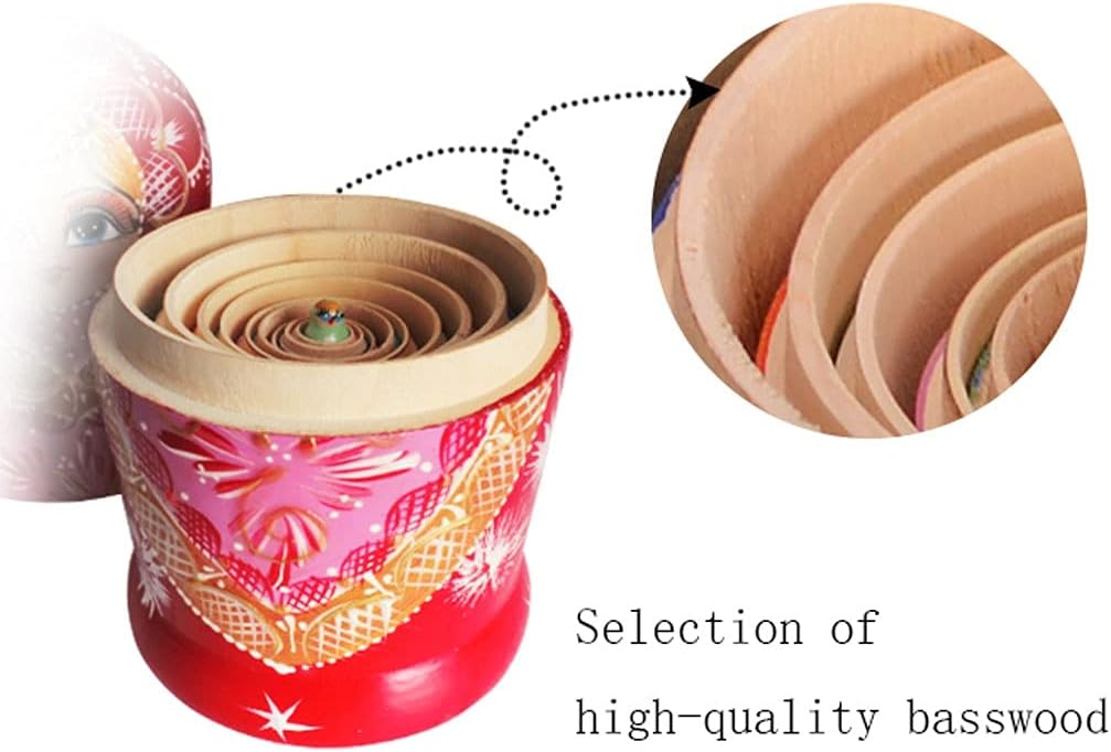 ECVYGJ Nesting Rolls 10pcs Russian Russian Nidification Dolls, Russian Wood Matryoshka Hand Toys for Children Christmas Home Home Decoration Wishing