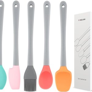 Juego de 5 mini espátulas de silicona, resistentes al calor y antiadherentes, utensilios de cocina aptos para lavavajillas para cocinar, hornear, Juego de 5 mini espátulas de silicona, resistentes al calor y antiadherentes, utensilios de cocina aptos para lavavajillas para cocinar, hornear,