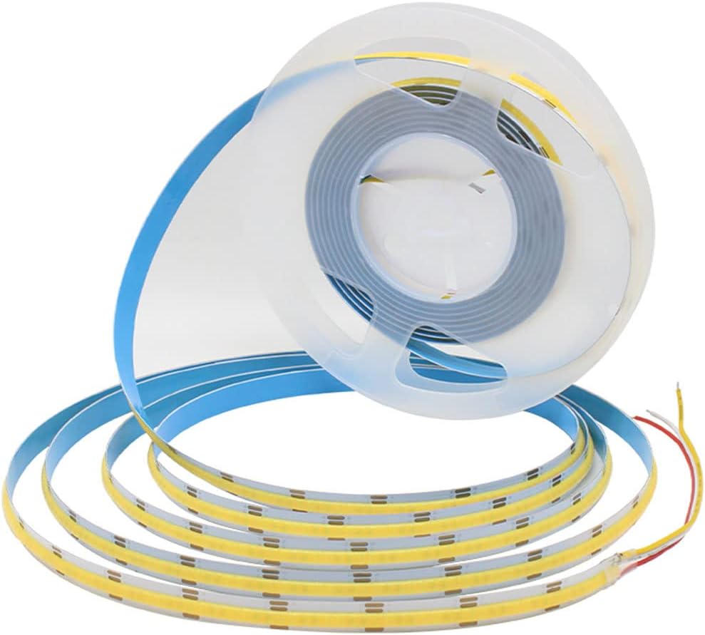 COB – Tira de luces LED COB, 16.4 pies DC12V de alta densidad, 320 LEDsM, tira de luz LED COB, 32000 lm, súper brillante, regulable, no impermeable,
