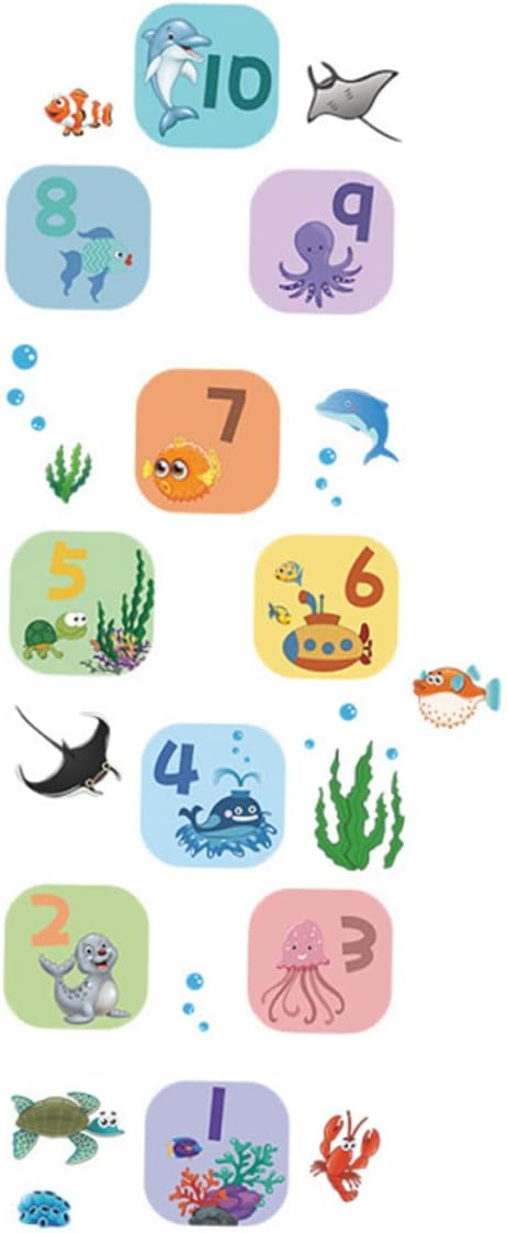 SAFIGLE 1 hoja de pegatinas decorativas de Hopscotch Game Sticker Animales Digital Hopscotch Game Rugs Nursery Room Pegatinas de suelo Pegatina de