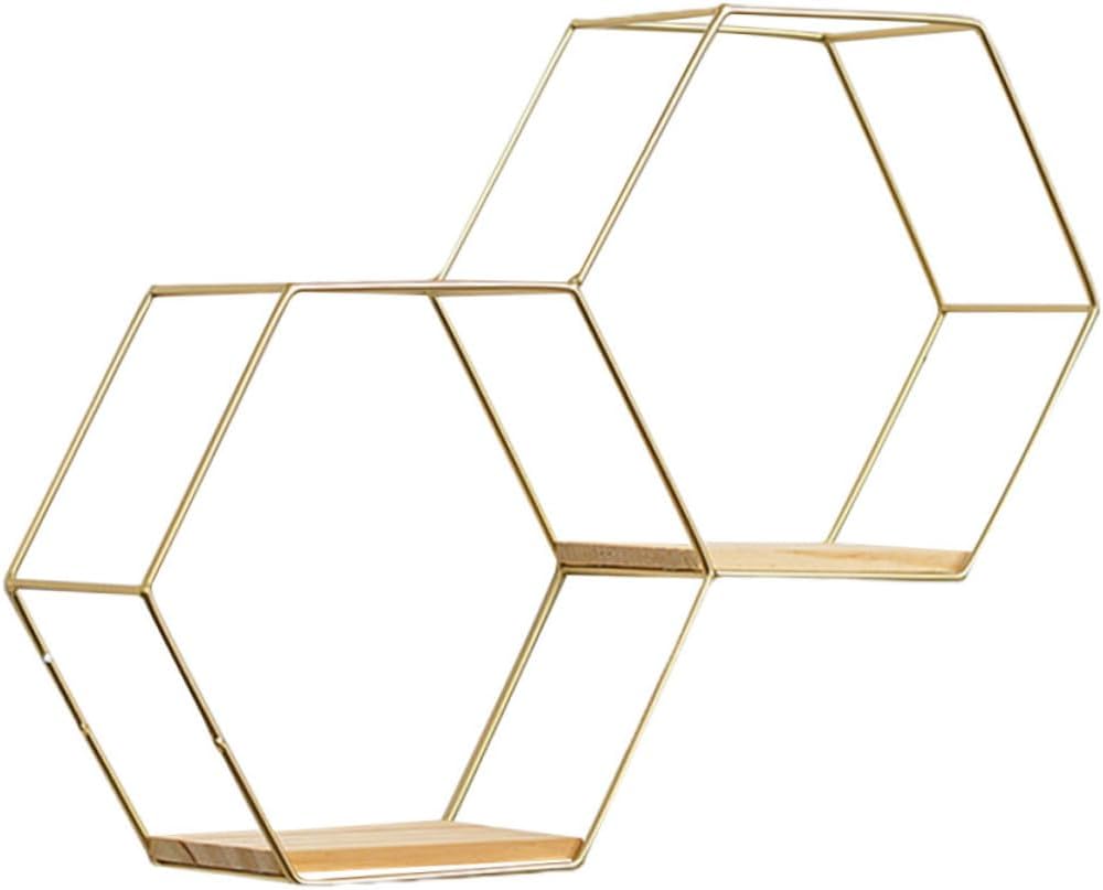 Cabilock Estante de pared para plantas pequeñas, soportes de metal para contenedores de madera, estantes de pared, decoración de alambre hexagonal,