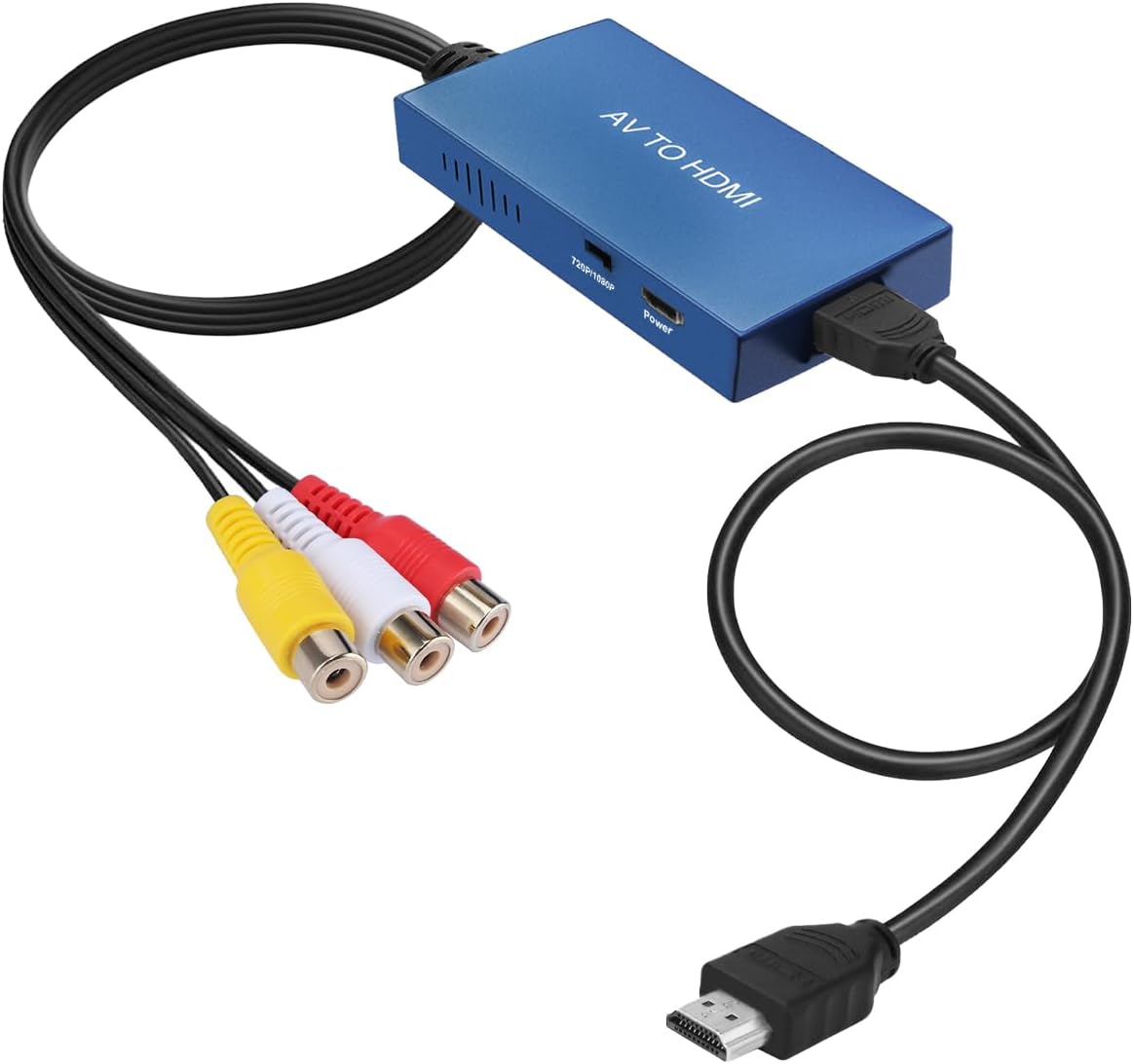 Tengchi Convertidor RCA a HDMI, adaptador compuesto a HDMI, compatible con 1080P PALNTSC compatible con PS one, PS2, PS3, STB, Xbox, VHS, VCR,