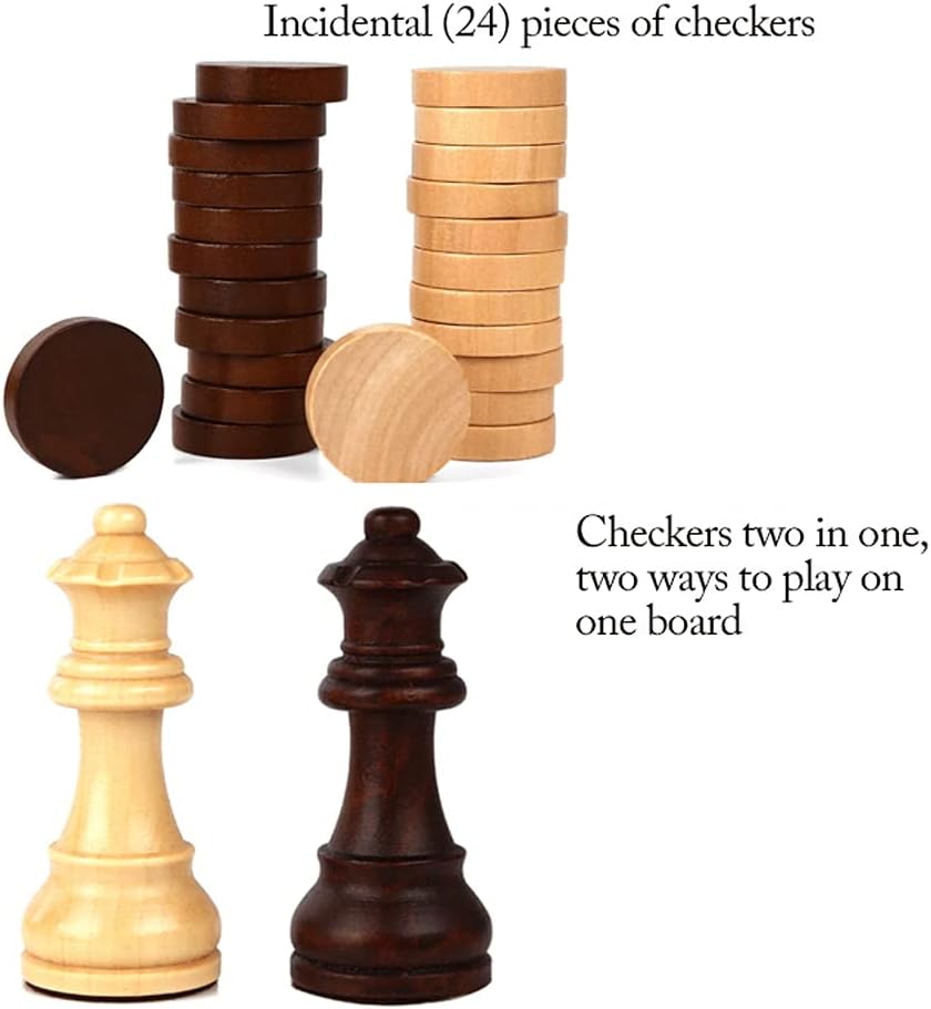 ROLTIN Juego de ajedrez de madera plegable 2 en 1, juego de ajedrez y damas, gran juego de mesa de ajedrez de 20 x 20 pulgadas con caja de