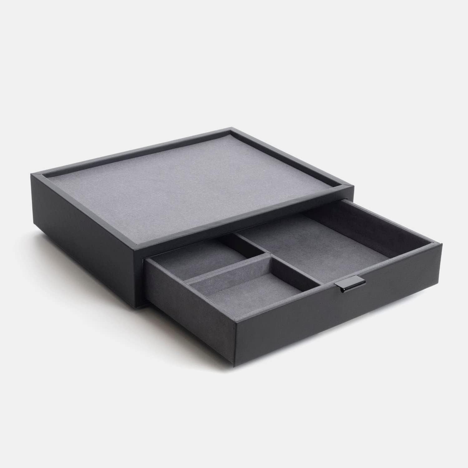 Kaviso Cajón de almacenamiento de valet de Cache Display – EDC, cuchilla, reloj y cajón de almacenamiento de joyas, forro de microfibra, cuero