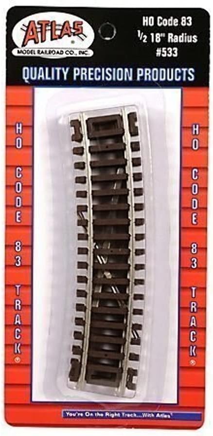 Code 83 Níquel Plata 12-18″ Radius Snap Track HO Scale Atlas Trains