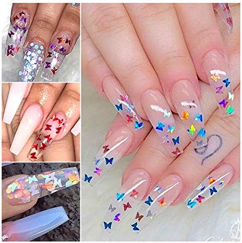 12 unidades de lentejuelas para uñas con purpurina de estrella, multicolor, purpurina gruesa, lentejuelas holográficas, Kawaii para uñas, escamas