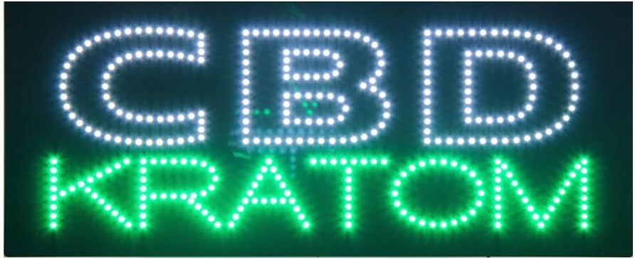 Letrero LED Kratom CBD para negocios, letrero abierto LED súper brillante para ahumadero, letrero de publicidad eléctrica para tienda de tabaco,