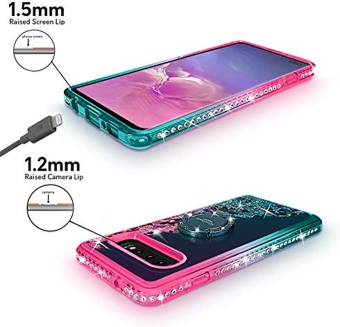 Silverback Funda para Samsung Galaxy S10 Plus, funda con purpurina holográfica líquida en movimiento con soporte de soporte, soporte de diamantes de