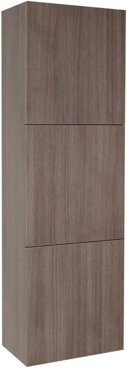 Fresca Armario lateral de baño con 3 grandes áreas de almacenamiento, roble gris