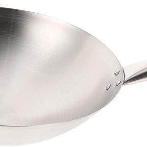 Kichvoe Sartén wok de acero al carbono de fondo redondo, Pow Wok de acero al carbono, wok y sartenes para cocinar en el hogar y profesional-12.5 Kichvoe Sartén wok de acero al carbono de fondo redondo, Pow Wok de acero al carbono, wok y sartenes para cocinar en el hogar y profesional-12.5