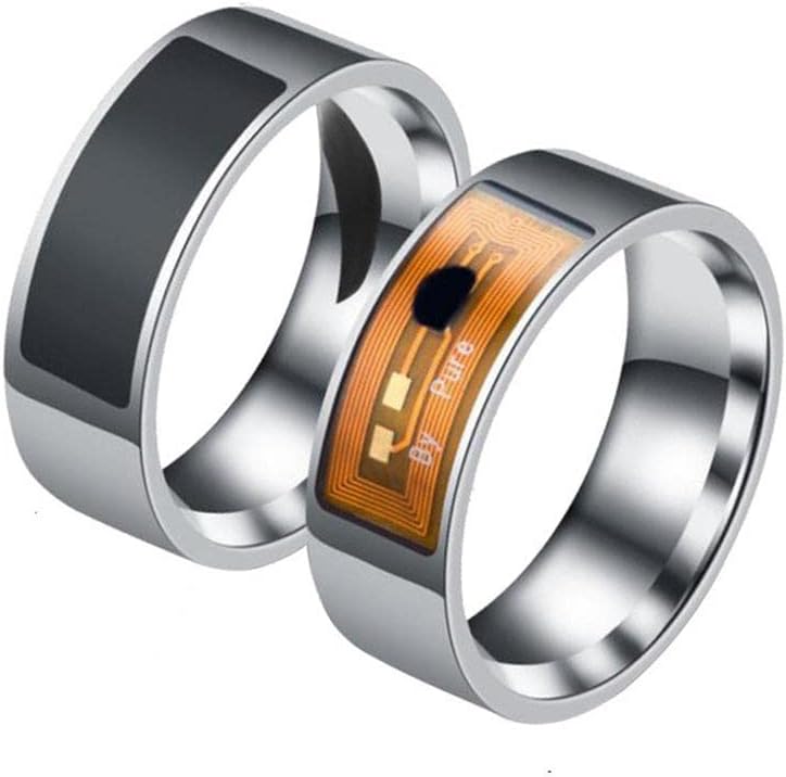 Anillo inteligente de moda NFC para teléfono móvil, anillo inteligente de acero inoxidable de 0.315 in de ancho, anillo inteligente para parejas