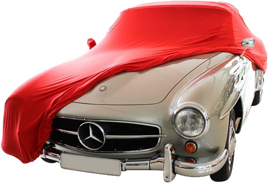 Star Cover Cubierta interior para automóvil Mercedes-Benz 190 SL roja con bolsillos de espejo cubierta de garaje a medida ajuste perfecto y cubierta