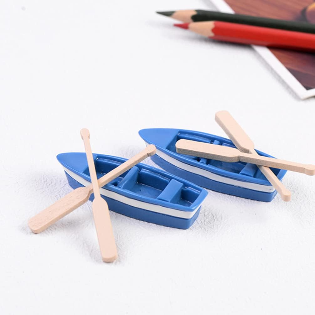 Kisangel 5 juegos de botes de remos en miniatura con remos, modelo de canoa, modelo de canoa, figura de barco de juguete, decoración náutica para el