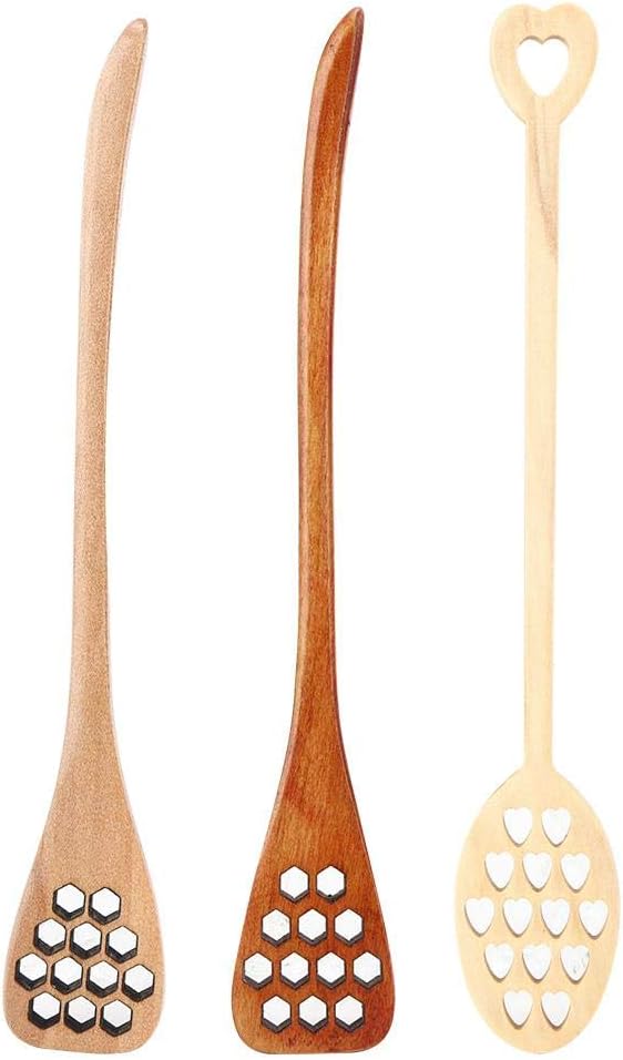 Juego de 3 cucharas mezcladoras de madera biónica de 7 pulgadas con mango largo, barra de agitación reutilizable para café, leche y té