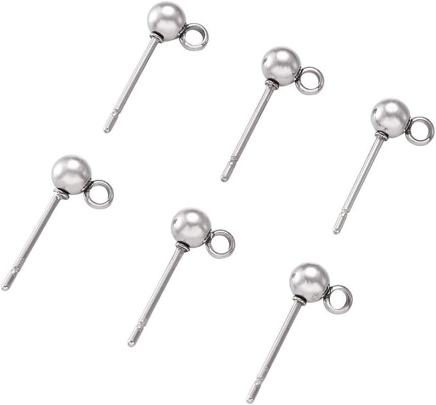 Craftdady 40 aretes redondos de acero inoxidable de 0.669 x 0.354 in con lazo de 0.039 in para hacer joyas de aretes