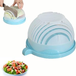 Tinsmety Cortador de ensalada a presión, picador de ensalada, cuenco multifuncional de cortador de ensalada rápido, cuenco cortador de ensalada con Tinsmety Cortador de ensalada a presión, picador de ensalada, cuenco multifuncional de cortador de ensalada rápido, cuenco cortador de ensalada con