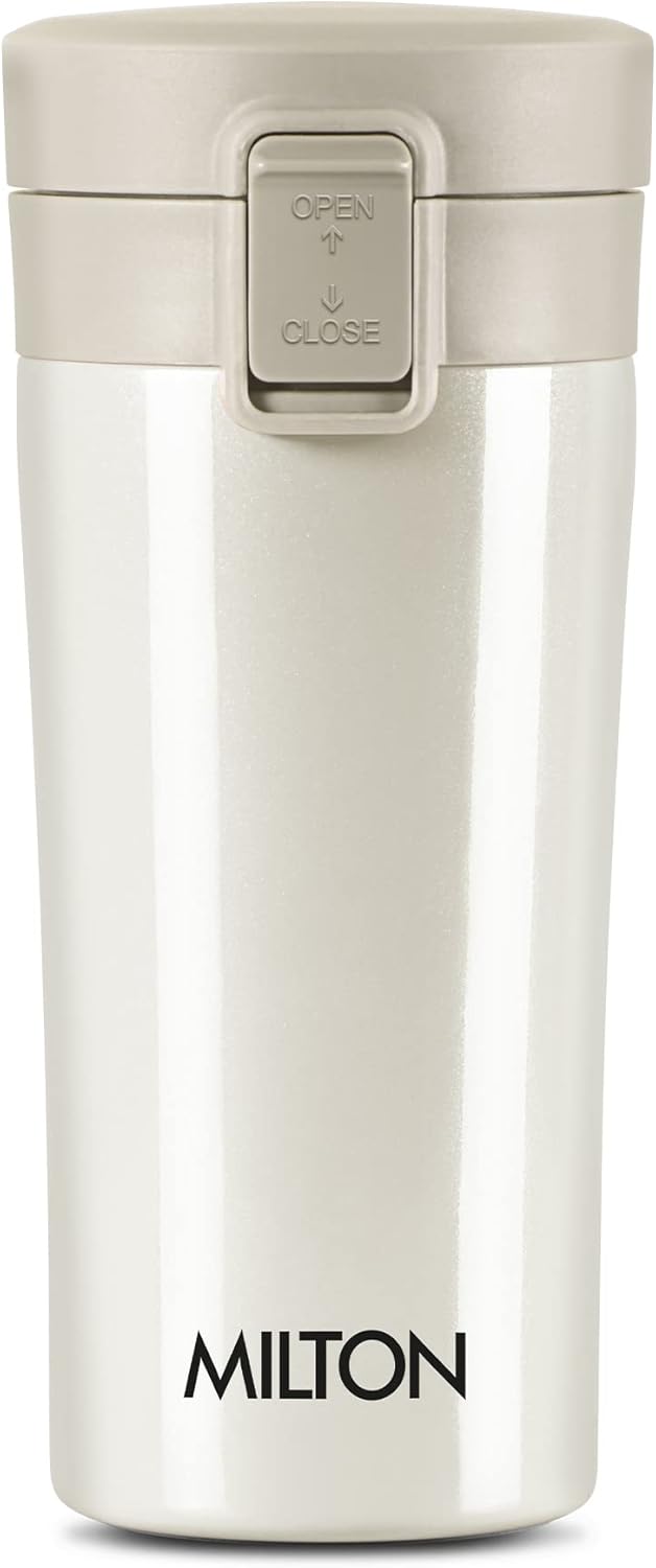 Milton Thermosteel – Taza de café aislada al vacío, 10.1 fl oz, crema, frasco para bebidas calientes y frías, a prueba de fugas, a prueba de óxido,