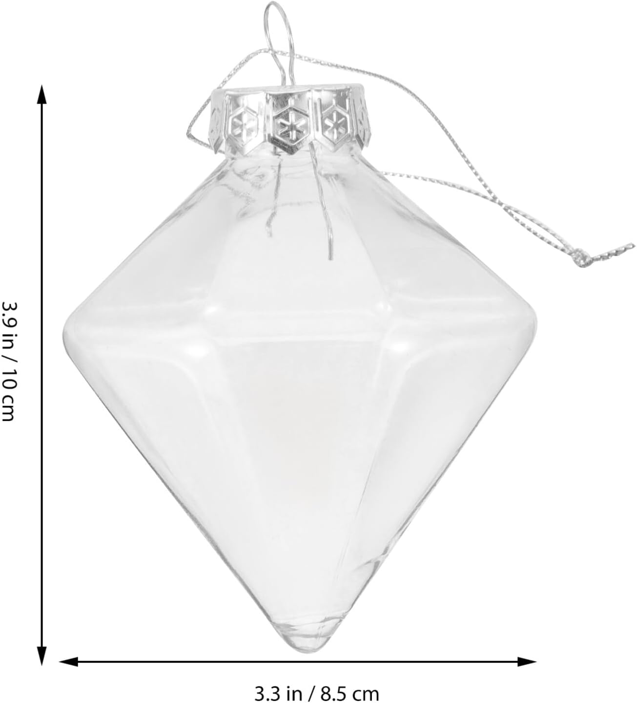 Angoily Bolas de adorno rellenables de plástico transparente para Navidad, 12 unidades, prisma, bola de decoración de Navidad para proyectos de