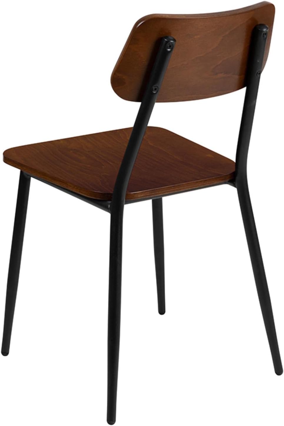Flash Furniture Lincoln – Silla de comedor industrial apilable con marco de acero plomizo y asiento de madera rústica, juego de 2