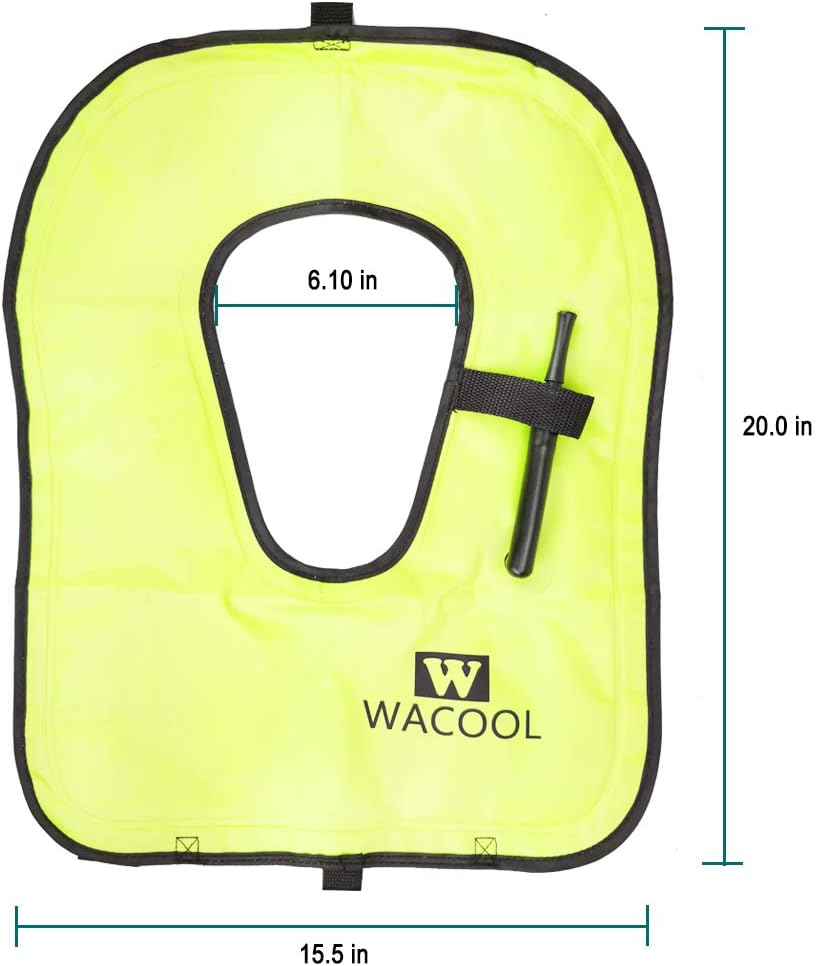 WACOOL Chaleco inflable de buceo, natación, buceo, gran flotabilidad de hasta 220 libras para adultos, jóvenes y niños