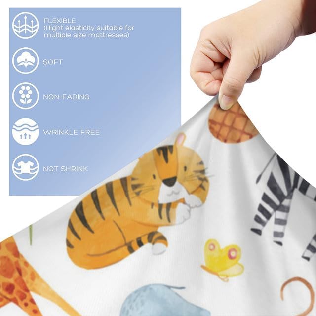 KPSheng Juego de funda de edredón de dibujos animados tamaño individual, juego de ropa de cama de animales de safari, bonito juego de funda de