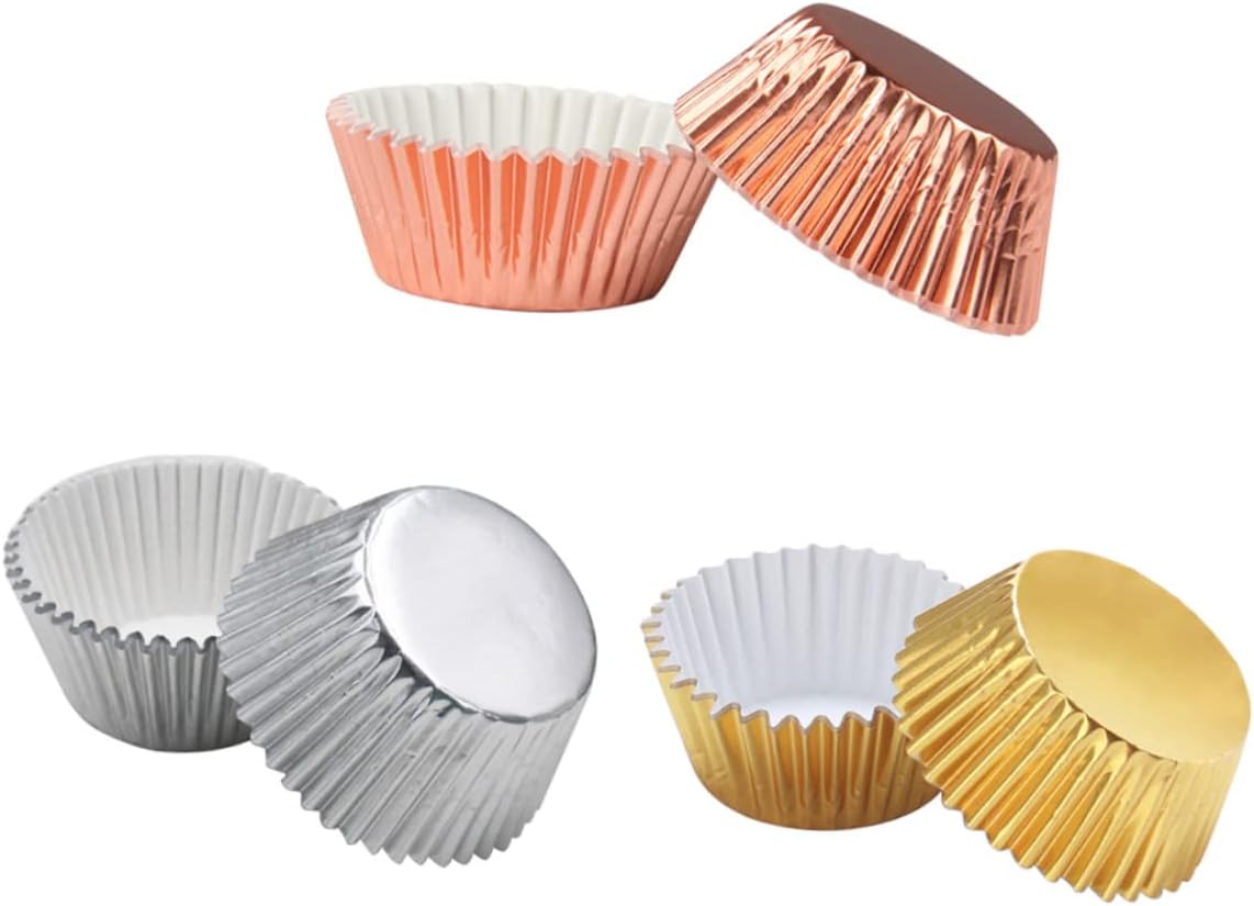 300 piezas mini tazas para hornear mini muffin de papel de regalo de oro rosa muffin tazas de papel magdalena papel forros de papel magdalena molde