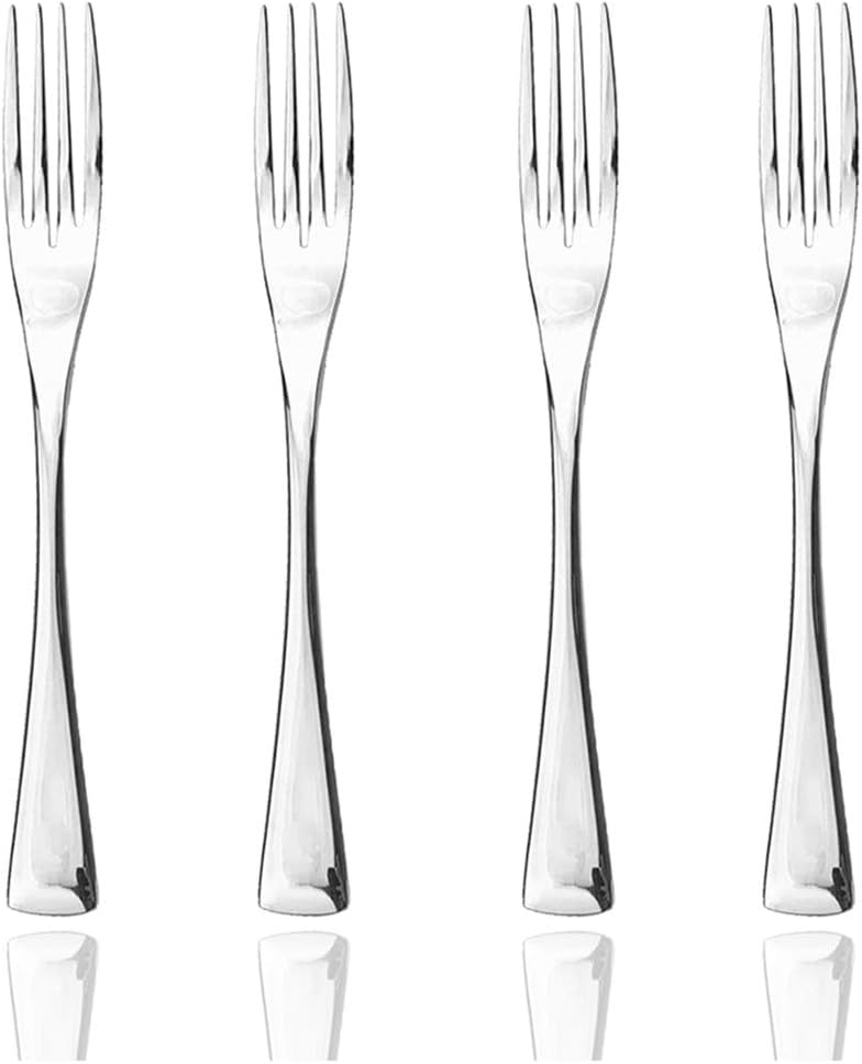 JASHII Juego de 4 tenedores de postre de acero inoxidable 1810, utensilios de cubiertos pulidos con espejo, ideal para degustaciones, pasteles y uso